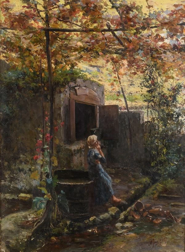 Giovane sotto il pergolato